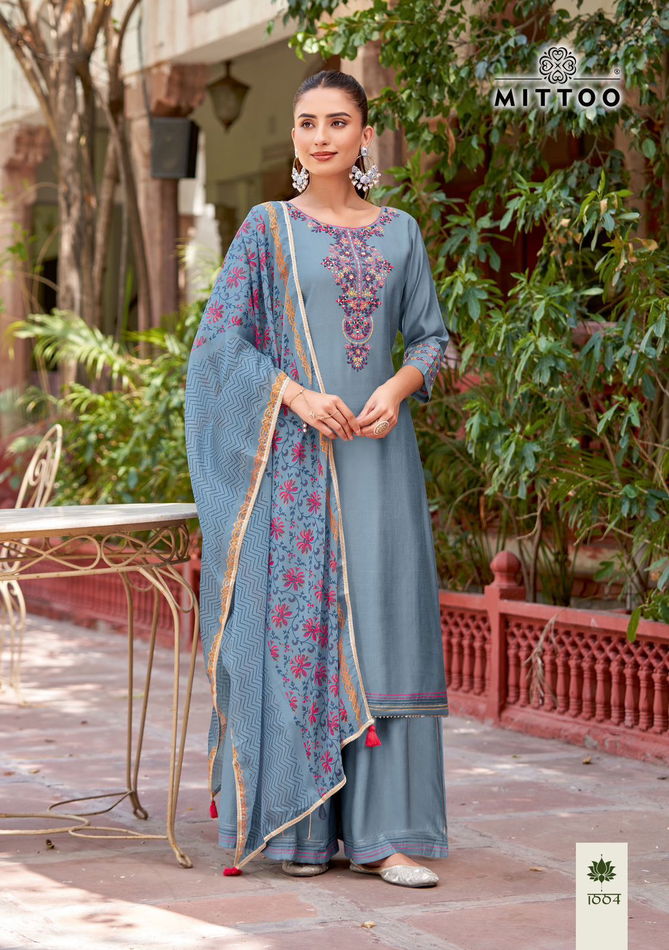 Vaidehi By Mittoo Rayon Weaving Designer Kurti With Bottom Dupatta Wholesalers In Mumbai
